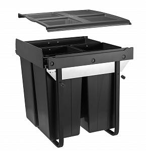 Сегрегатор для модуля 600 мм (34L+2x17L) антрацит, с креплением фасада с доводчиком  — купить оптом и в розницу в интернет магазине GTV-Meridian.