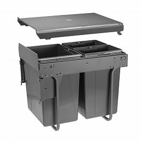 Сегрегатор для модуля 400 мм (20L+2x10L) антрацит, с креплением фасада с доводчиком  — купить оптом и в розницу в интернет магазине GTV-Meridian.