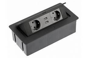Блок розеток настольный SOFT 2 розетки AE-PBSUC2GS-20 (Schuko) 2xUSB, черный, с проводом 1,5 метра — купить оптом и в розницу в интернет магазине GTV-Meridian.